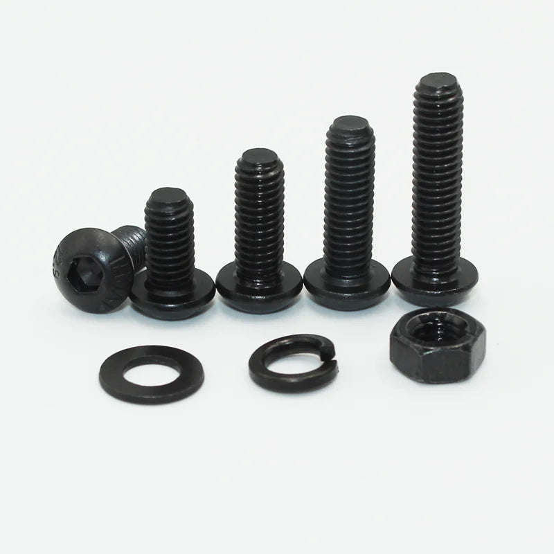 2510 to 142 Round Hex Cap Screw Kit M2 M2.5 M3 M4 M5 M6 Black 10.9 Grade Socket Button Head Allen Drive Machine Screws Bolt ISO7