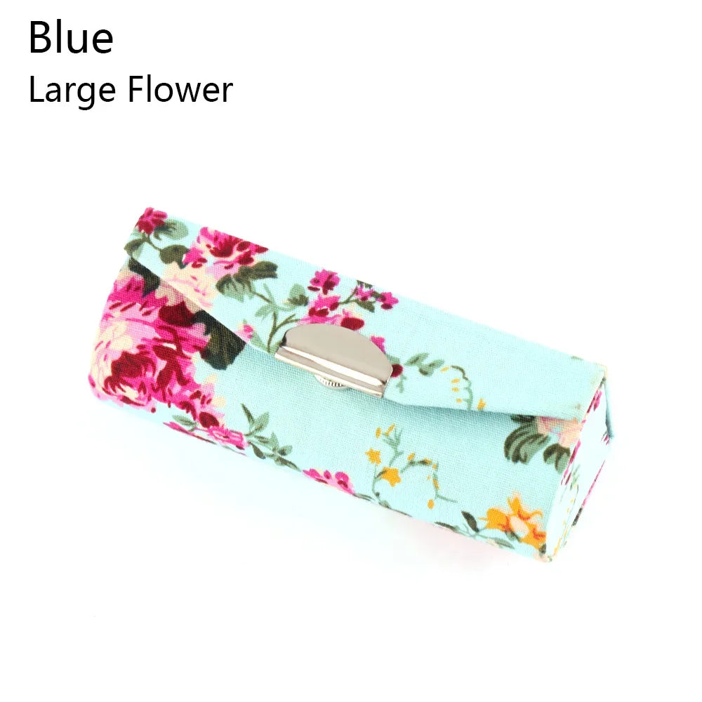Retro Embroidered Flower Lipstick Case Mirror Packaging Lip Gloss Box Lipstick Holder Jewelry Makeup Storage Women Grils Gift