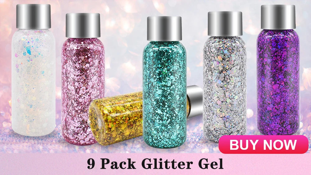 12 Colors Glitter Gel Makeup Glow in The Dark Body Glitter Gel UV Face Glitter for Women Festival Party Glitter Makeup Gel
