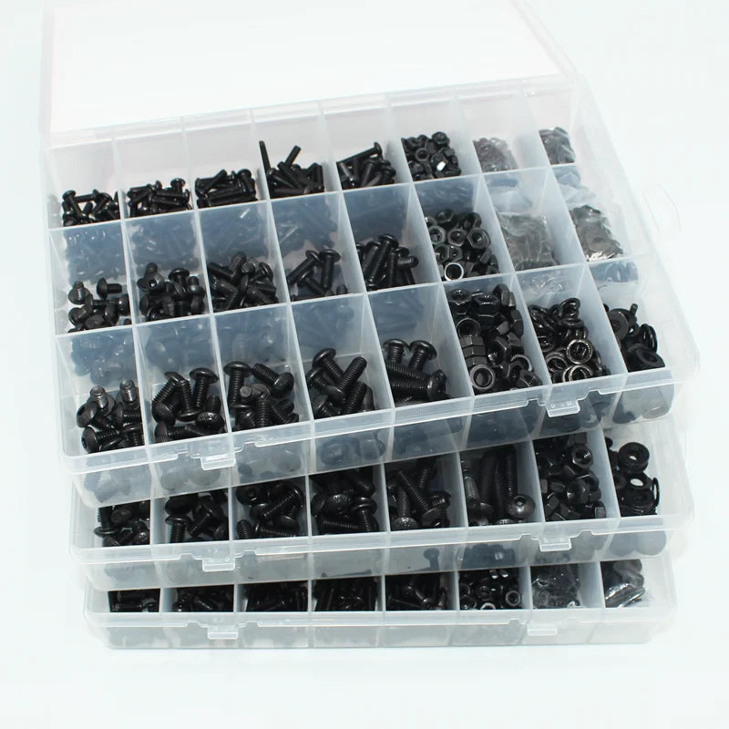 2510 to 142 Round Hex Cap Screw Kit M2 M2.5 M3 M4 M5 M6 Black 10.9 Grade Socket Button Head Allen Drive Machine Screws Bolt ISO7