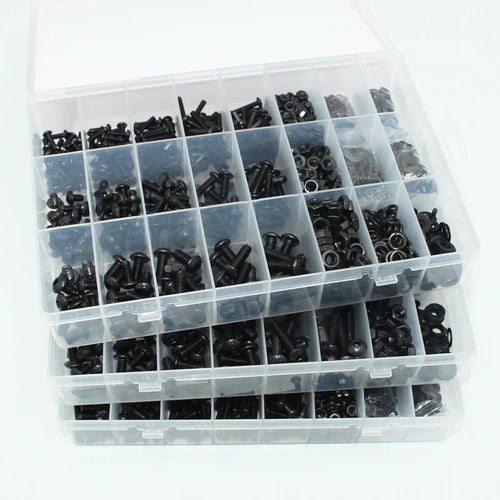 2510 to 142 Round Hex Cap Screw Kit M2 M2.5 M3 M4 M5 M6 Black 10.9 Grade Socket Button Head Allen Drive Machine Screws Bolt ISO7
