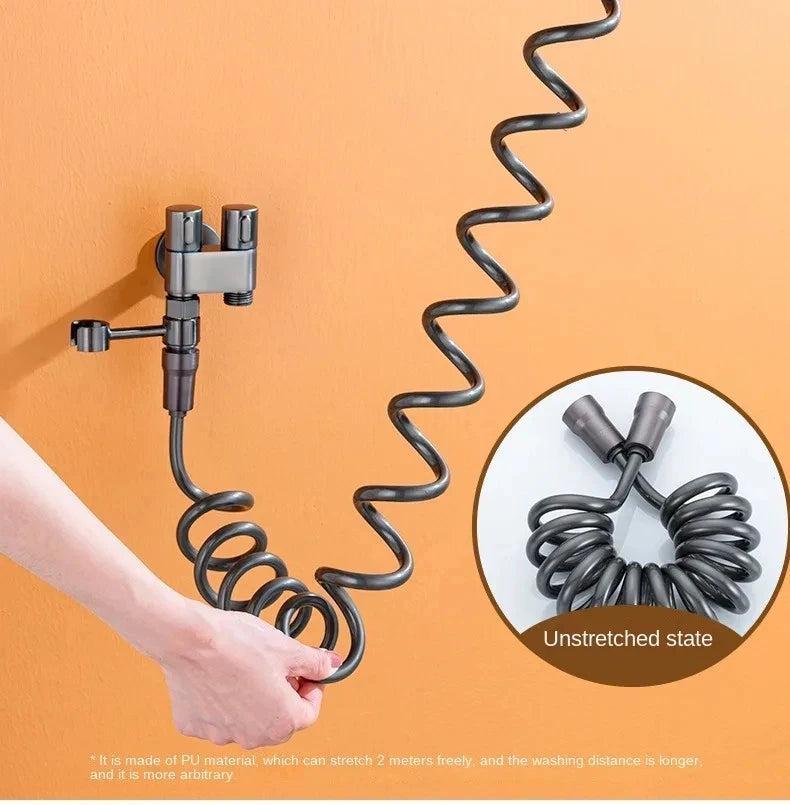 Toilet cleaning gun set one inlet and two outlet angle valve booster gun bathroom accessories faucet extender