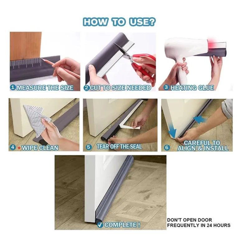 Adjustable Door Bottom Seal Strip Weather Strip Under Door Draft Stopper Thicker Anti-Cold Gap Blocker Sealing Weather Strip