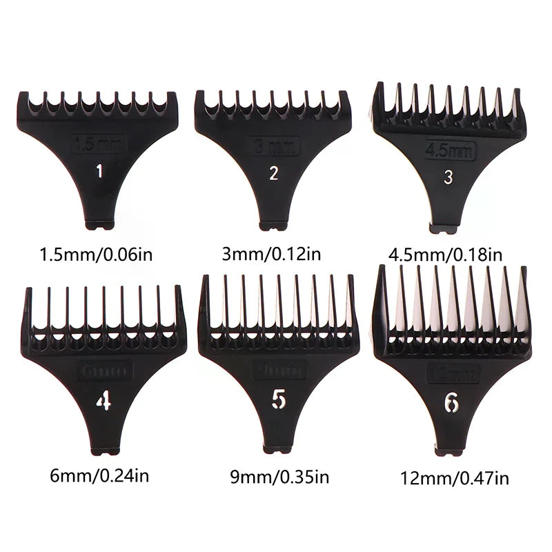 6Pcs/set Professional Hair Trimmer Limit Comb Universal Guards For T9 1.5/3/4.5/6/9/12 Mm Hairdresser Hair Cutting Guide Barber