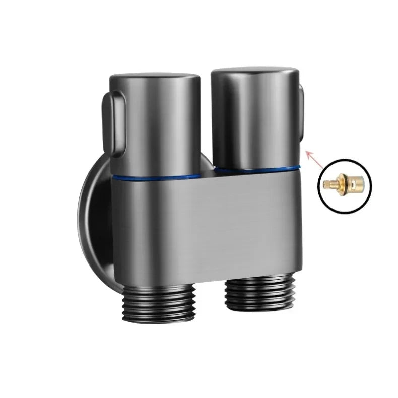 Toilet cleaning gun set one inlet and two outlet angle valve booster gun bathroom accessories faucet extender