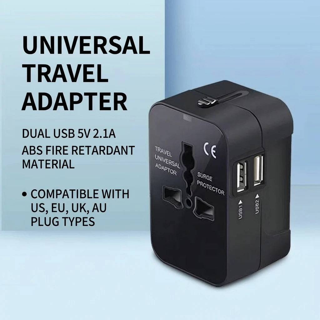 Dual USB Ports Universal Travel Adapter UK to EU Plug Adapter Wall Charger AC Power Converter World for USA EU UK AUS