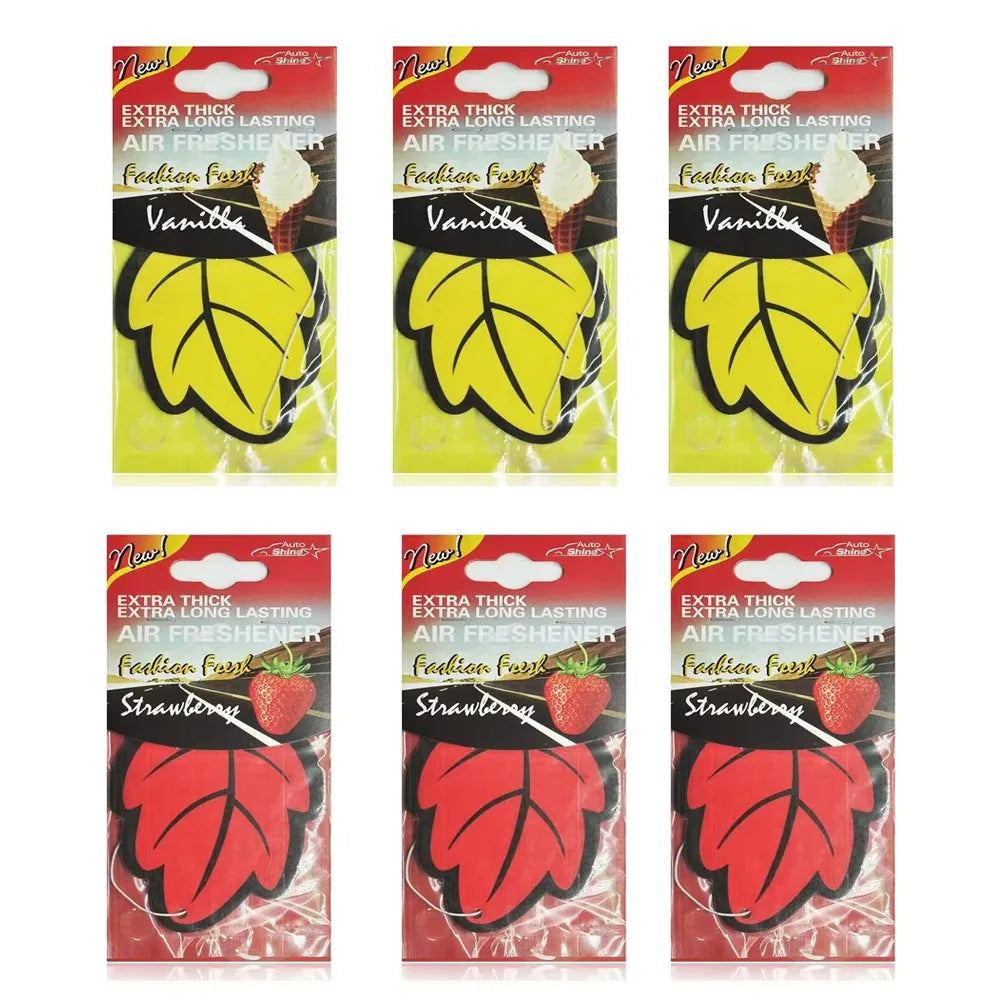 3/6/10Pcs Car Air Freshener Natural ScentedTea Paper Auto Hanging Vanilla Perfume Fragrance Leaf Shape Car Accessories Indoor