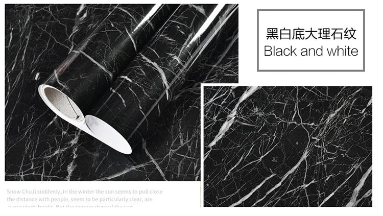 60cm Kitchen oil sticker self-adhesive marble pattern waterproof cabinet stove countertop wallpaper desktop bathroom renovation
