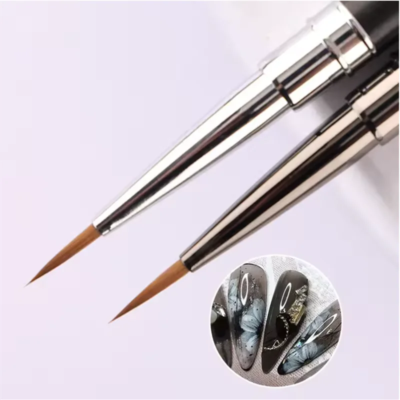 1Pc Sandalwood Handle Nail Liner Brush Nail Painting Pen Acrylic UV Gel Brushes Crystal Manicure Tool Nail Brush