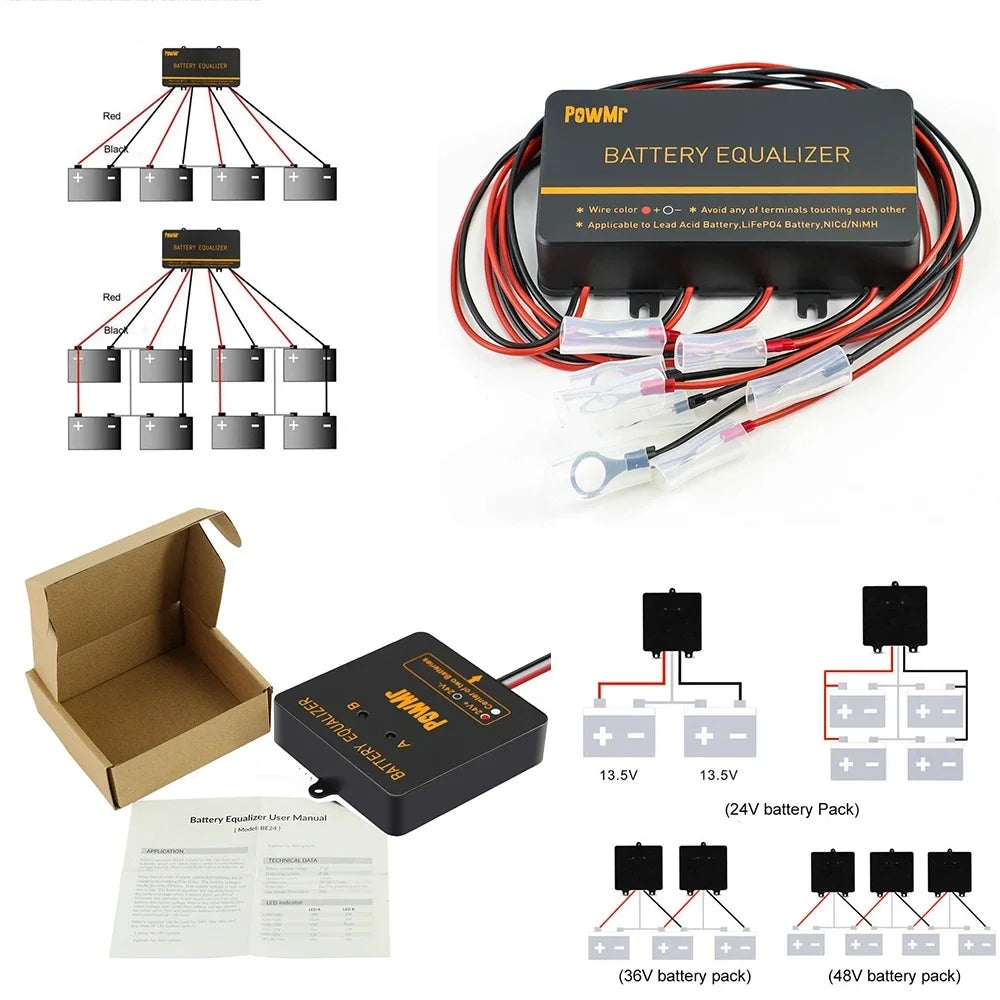 PowMr 24V48V Battery Balancer Voltage Equalizer for Lithium Iron Phosphate Battery Power Balances Voltage to Extend Battery Life