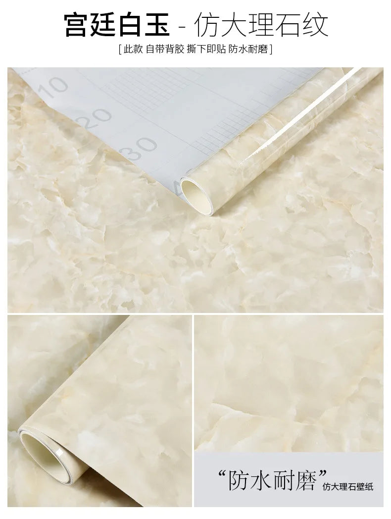 60cm Kitchen oil sticker self-adhesive marble pattern waterproof cabinet stove countertop wallpaper desktop bathroom renovation