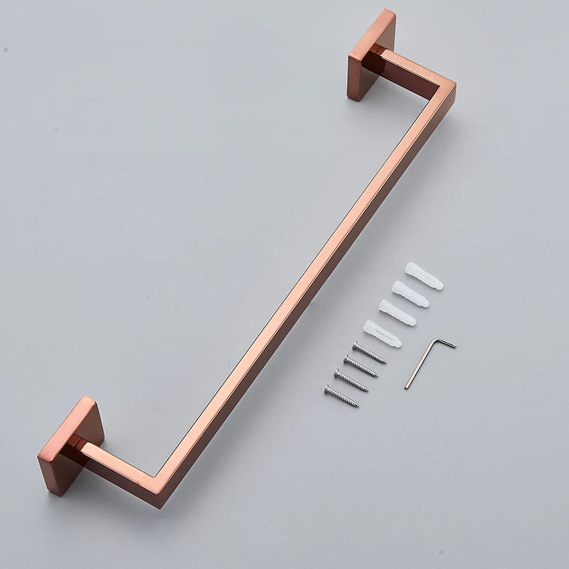 Rose Golden Accessories Set Wall-mounted Stainless Steel Clothes Hook Toilet Paper Holder Towel Bar Bathroom Hardware