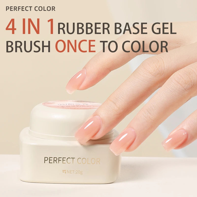PERFECT COLOR  4-in-1 Builder Nail Gel,20g 12 Colors Rubber Base Gel Polish,Extension for DIY Salon Girls Home,Nail Art Brushes