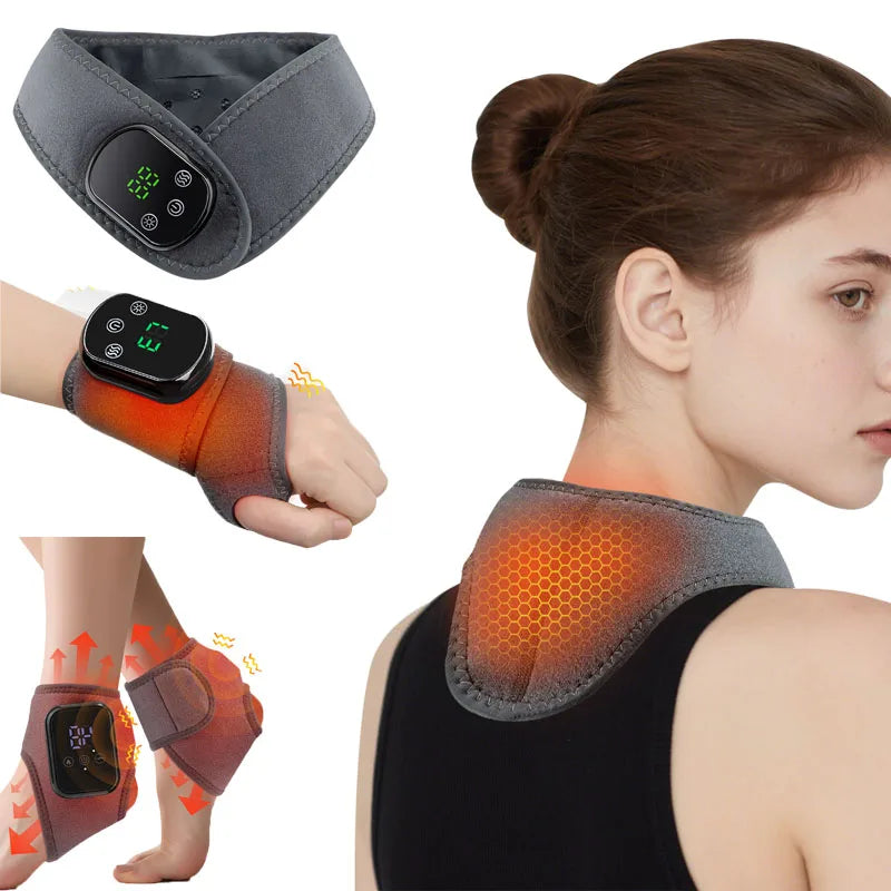 Wireless Neck Heating Pad Electric Vibration Massage Heated Neck Wrap for Neck & Shoulder Rechargeable Neck Warmer Portable