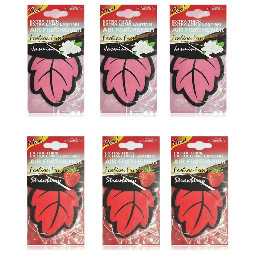 3/6/10Pcs Car Air Freshener Natural ScentedTea Paper Auto Hanging Vanilla Perfume Fragrance Leaf Shape Car Accessories Indoor