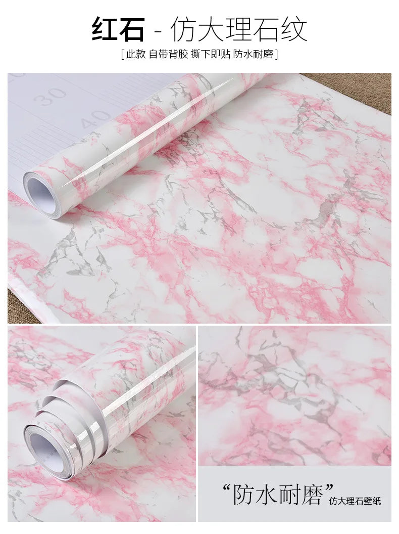 60cm Kitchen oil sticker self-adhesive marble pattern waterproof cabinet stove countertop wallpaper desktop bathroom renovation