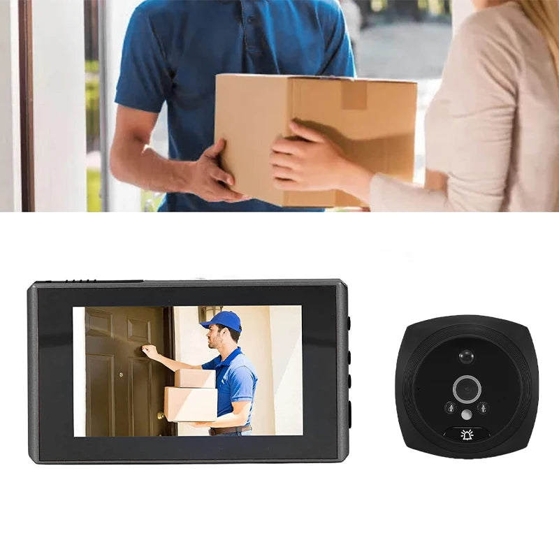 4.5 Inch Intelligent Video Doorbell Digital Peephole Door Viewer Camera with 145 Degree Angle PIR Night Vision Motion Detection