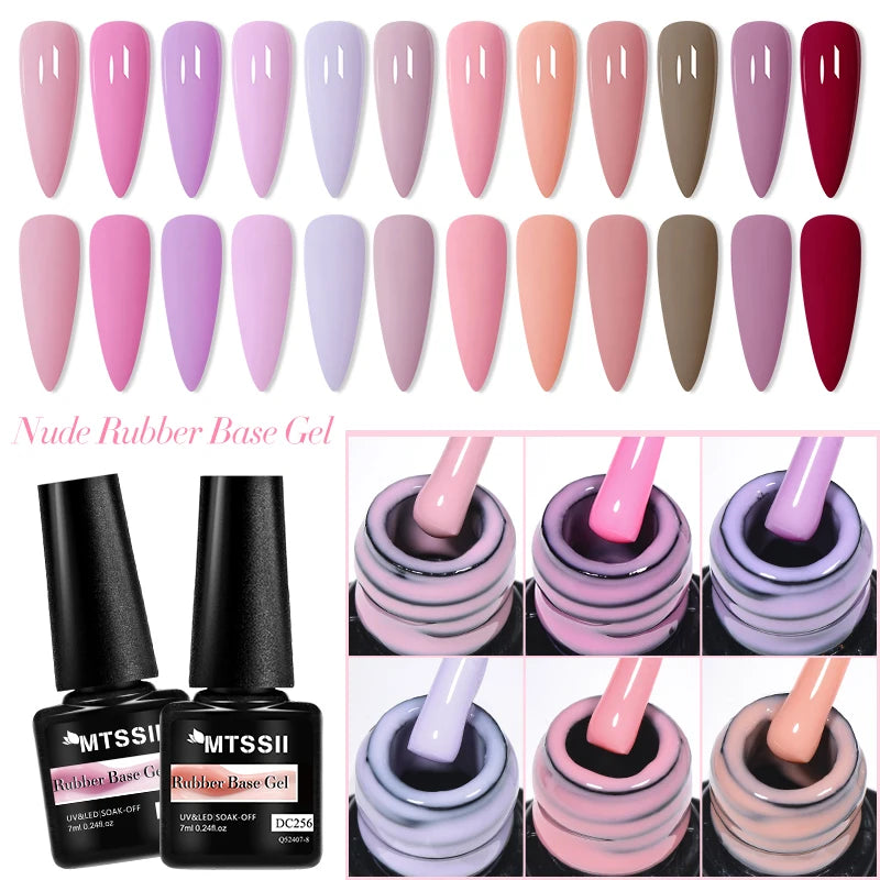 Mtssii 7ml Nude Rubber Base Gel Jelly Pink Transparent Color Gel Nail Polish Nail 2 In 1 Function Art Gel Varnish Soak Off Nails