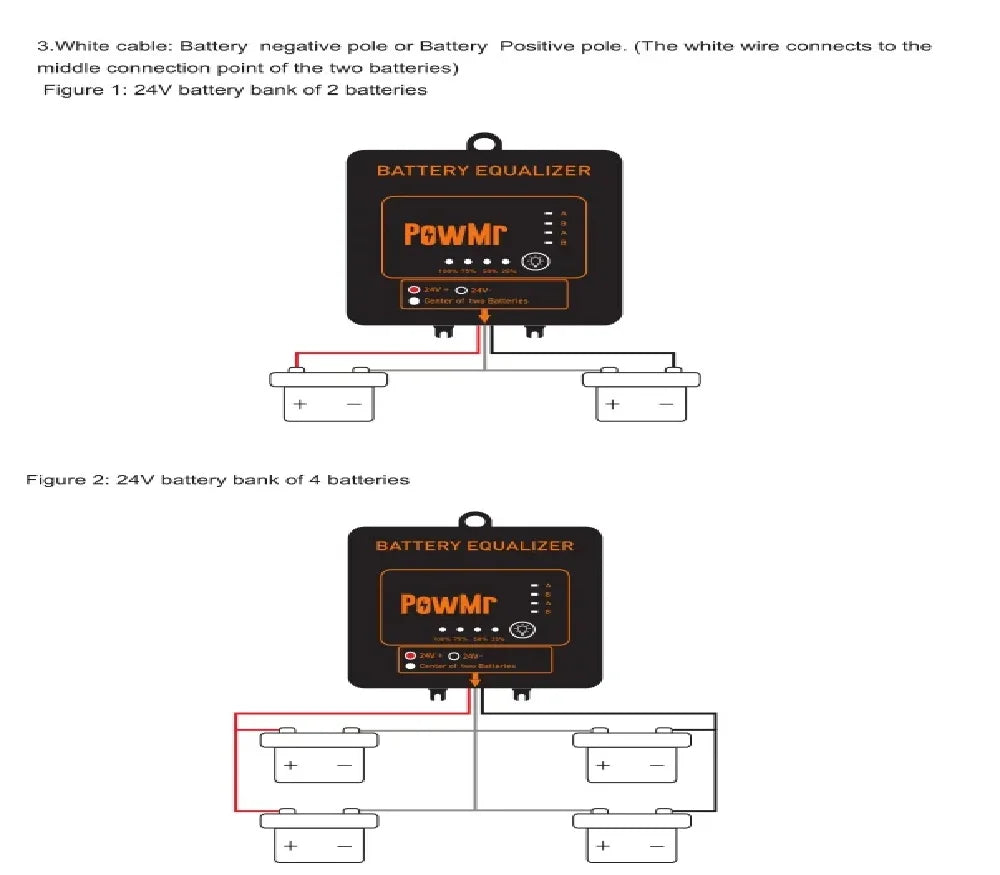 PowMr 24V48V Battery Balancer Voltage Equalizer for Lithium Iron Phosphate Battery Power Balances Voltage to Extend Battery Life