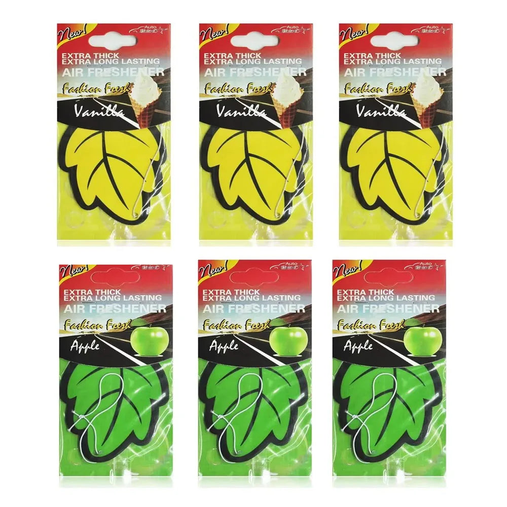 3/6/10Pcs Car Air Freshener Natural ScentedTea Paper Auto Hanging Vanilla Perfume Fragrance Leaf Shape Car Accessories Indoor
