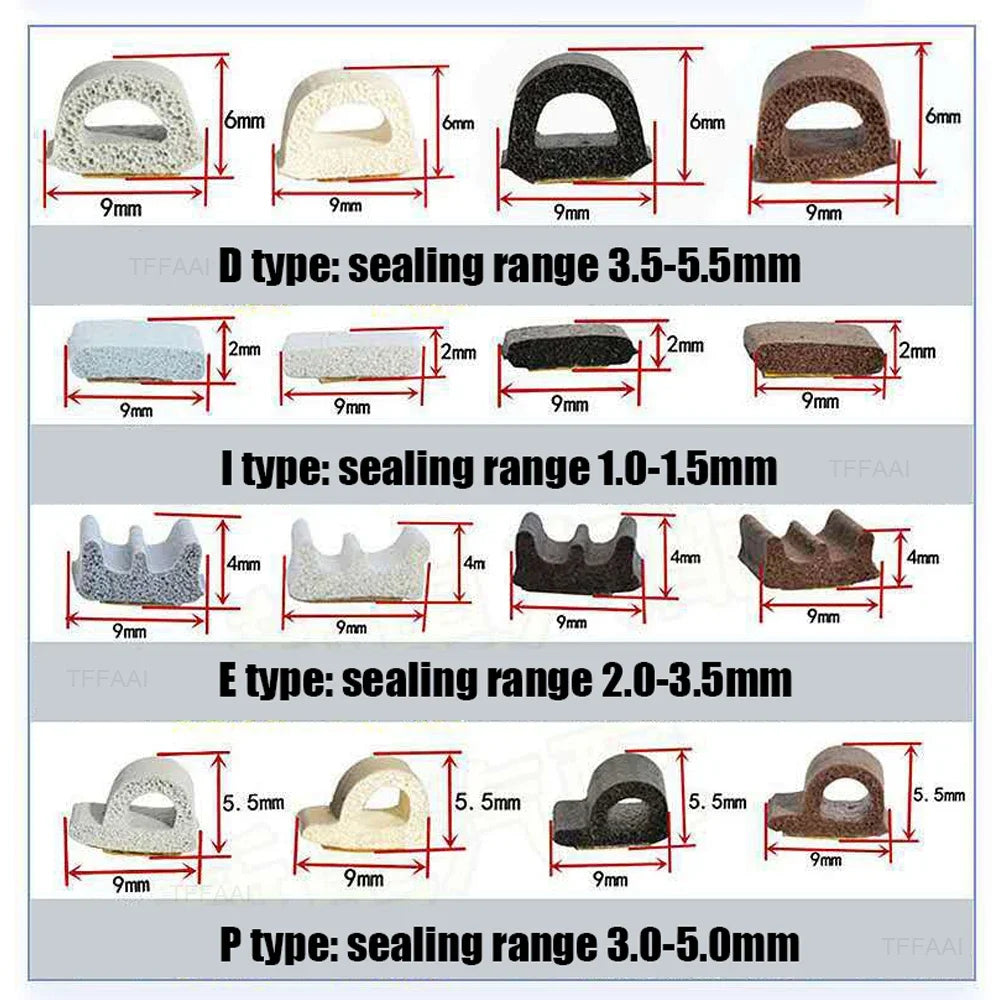 5m/10m Weather Stripping Door Seal Strip Type D Self-adhesive Draft Stopper Tape Window Insulation Noise Rubber Sealing Strip