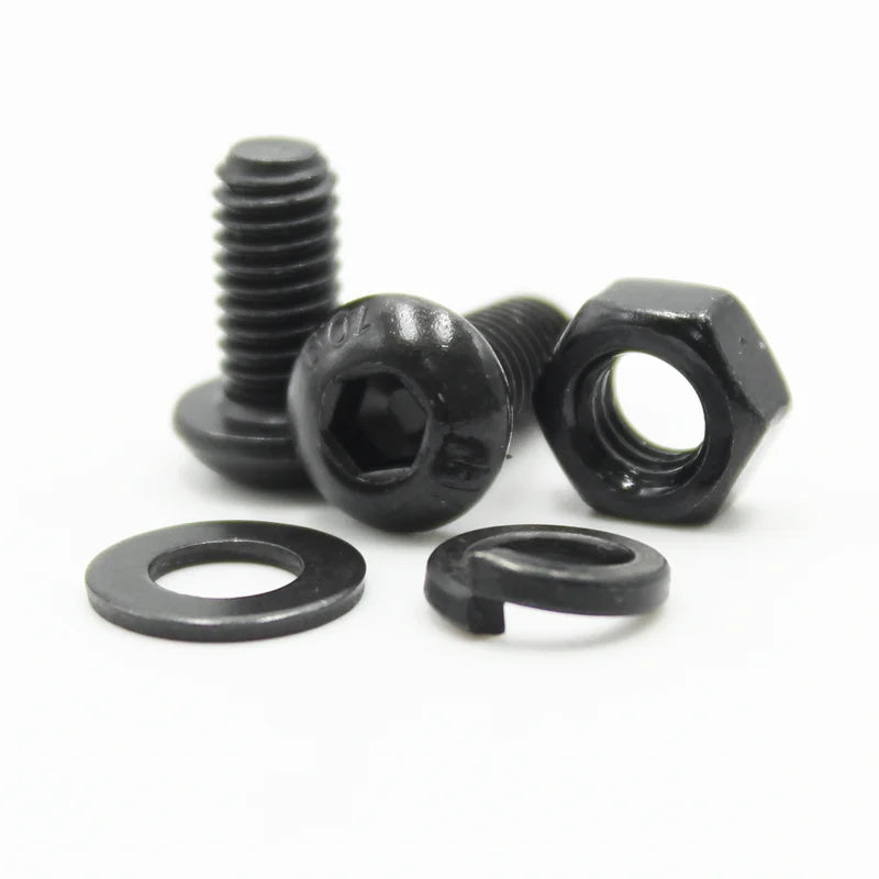 2510 to 142 Round Hex Cap Screw Kit M2 M2.5 M3 M4 M5 M6 Black 10.9 Grade Socket Button Head Allen Drive Machine Screws Bolt ISO7