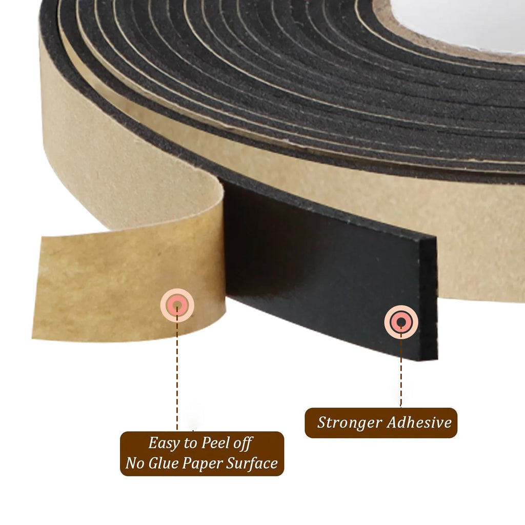 Black Soundproof Foam Tape for Single-Sided Sound Insulation, Shock Absorption and Door and Window Joint Filling