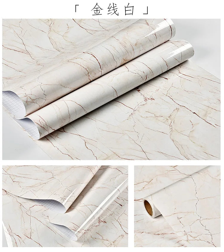 60cm Kitchen oil sticker self-adhesive marble pattern waterproof cabinet stove countertop wallpaper desktop bathroom renovation