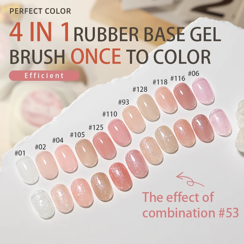 PERFECT COLOR  4-in-1 Builder Nail Gel,20g 12 Colors Rubber Base Gel Polish,Extension for DIY Salon Girls Home,Nail Art Brushes