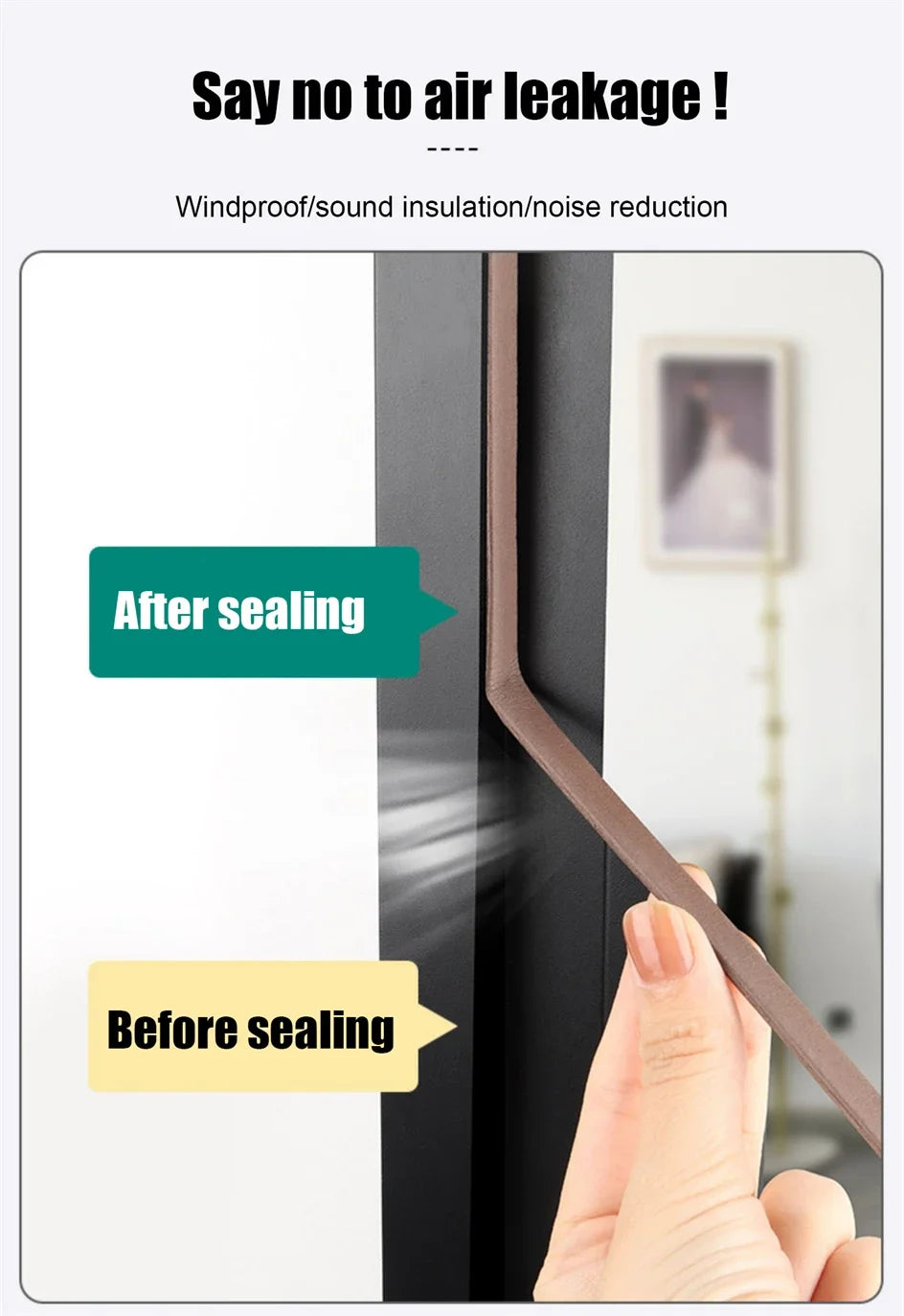 5m/10m Weather Stripping Door Seal Strip Type D Self-adhesive Draft Stopper Tape Window Insulation Noise Rubber Sealing Strip
