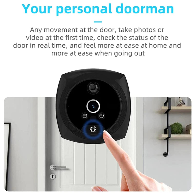 4.5 Inch Intelligent Video Doorbell Digital Peephole Door Viewer Camera with 145 Degree Angle PIR Night Vision Motion Detection