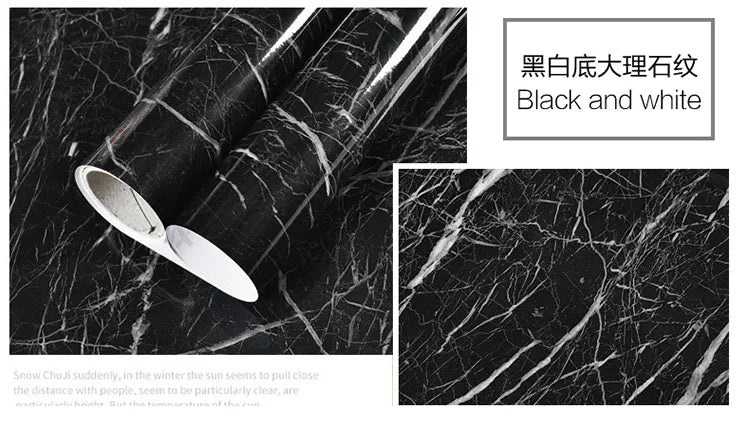 60cm Kitchen oil sticker self-adhesive marble pattern waterproof cabinet stove countertop wallpaper desktop bathroom renovation