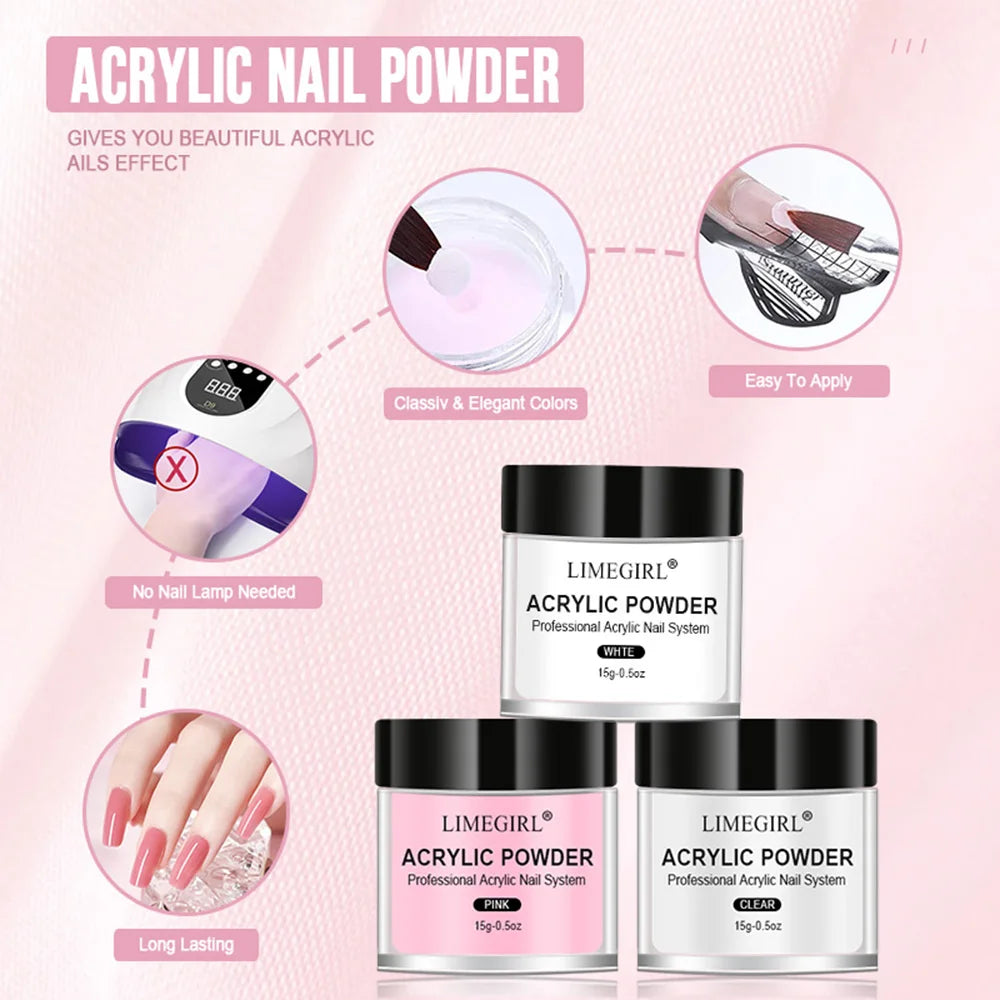 Acrylic Nail Kit for Beginner Professional Nails Kit Acrylic Set with Drill and U V Light 6 Colors Acrylic Powder Nail Art