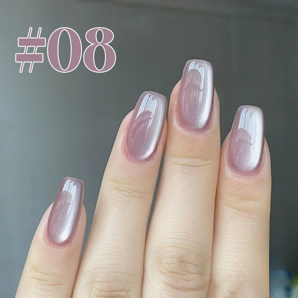 MN 2026 Valley of Wind Cat Eye Gel Nail Polish Icy Blue Pink Tone with Glass Beads Satin Porcelain White Fine Magnetic Powder