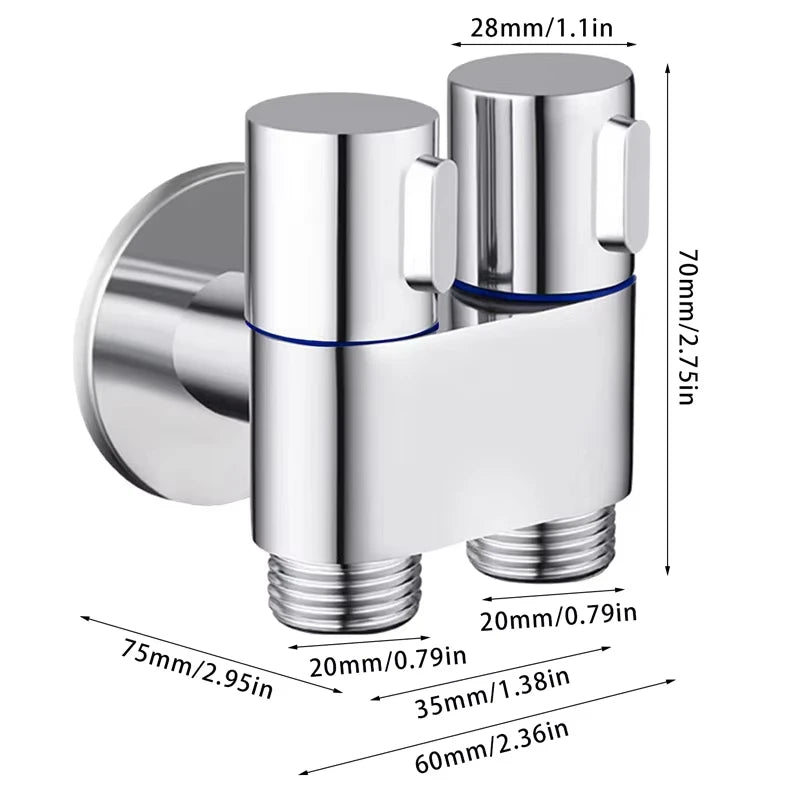 Toilet cleaning gun set one inlet and two outlet angle valve booster gun bathroom accessories faucet extender