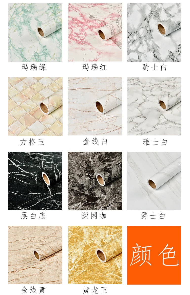 60cm Kitchen oil sticker self-adhesive marble pattern waterproof cabinet stove countertop wallpaper desktop bathroom renovation