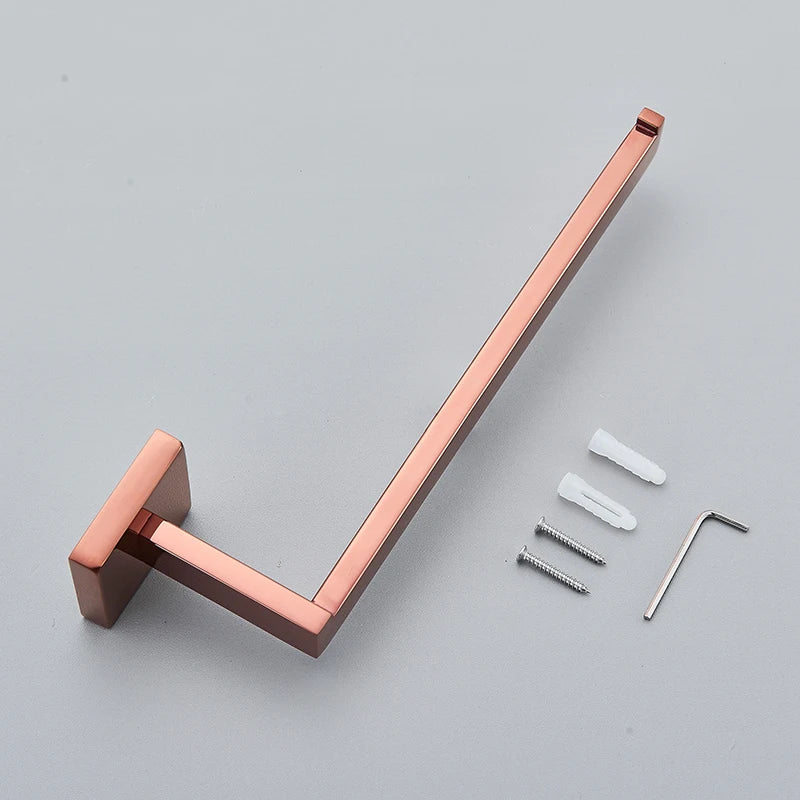 Rose Golden Accessories Set Wall-mounted Stainless Steel Clothes Hook Toilet Paper Holder Towel Bar Bathroom Hardware
