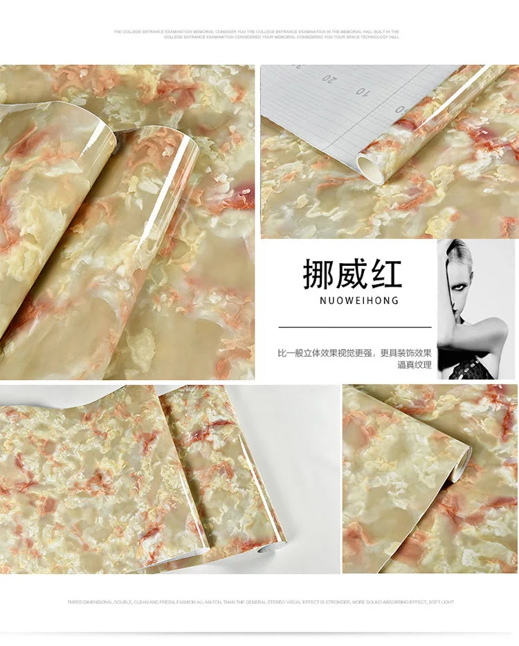60cm Kitchen oil sticker self-adhesive marble pattern waterproof cabinet stove countertop wallpaper desktop bathroom renovation