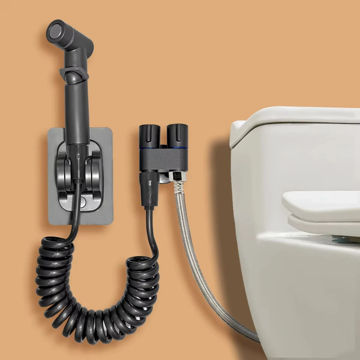 Toilet cleaning gun set one inlet and two outlet angle valve booster gun bathroom accessories faucet extender