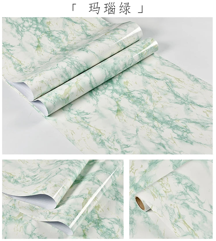 60cm Kitchen oil sticker self-adhesive marble pattern waterproof cabinet stove countertop wallpaper desktop bathroom renovation