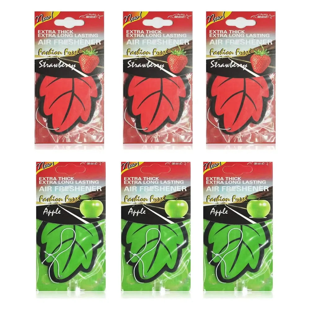 3/6/10Pcs Car Air Freshener Natural ScentedTea Paper Auto Hanging Vanilla Perfume Fragrance Leaf Shape Car Accessories Indoor