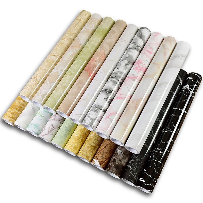 60cm Kitchen oil sticker self-adhesive marble pattern waterproof cabinet stove countertop wallpaper desktop bathroom renovation