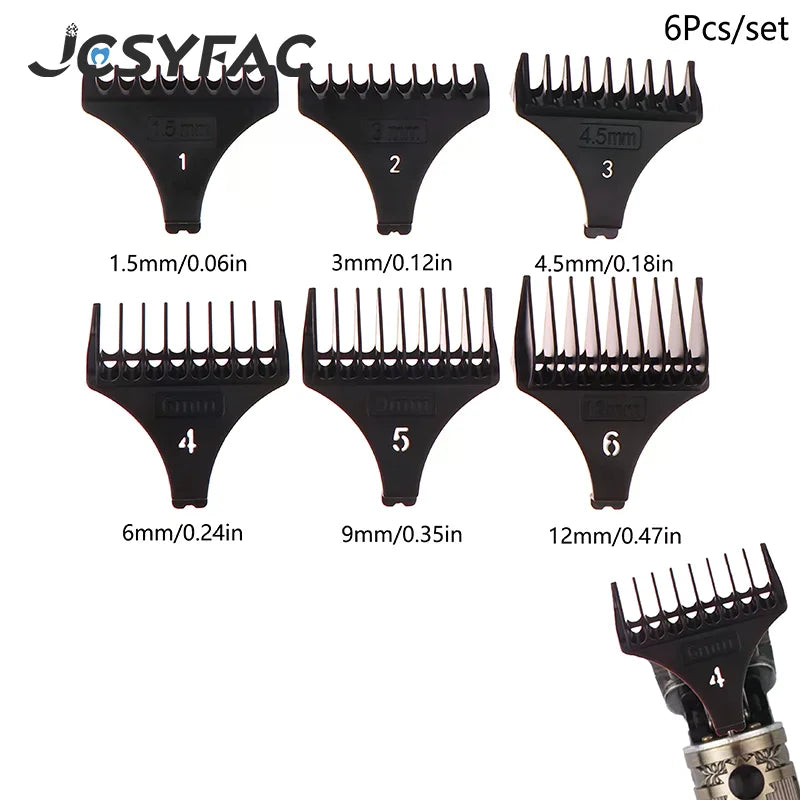 6Pcs/set Professional Hair Trimmer Limit Comb Universal Guards For T9 1.5/3/4.5/6/9/12 Mm Hairdresser Hair Cutting Guide Barber