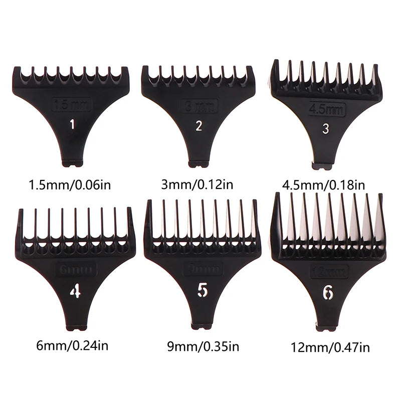 6Pcs/set Professional Hair Trimmer Limit Comb Universal Guards For T9 1.5/3/4.5/6/9/12 Mm Hairdresser Hair Cutting Guide Barber