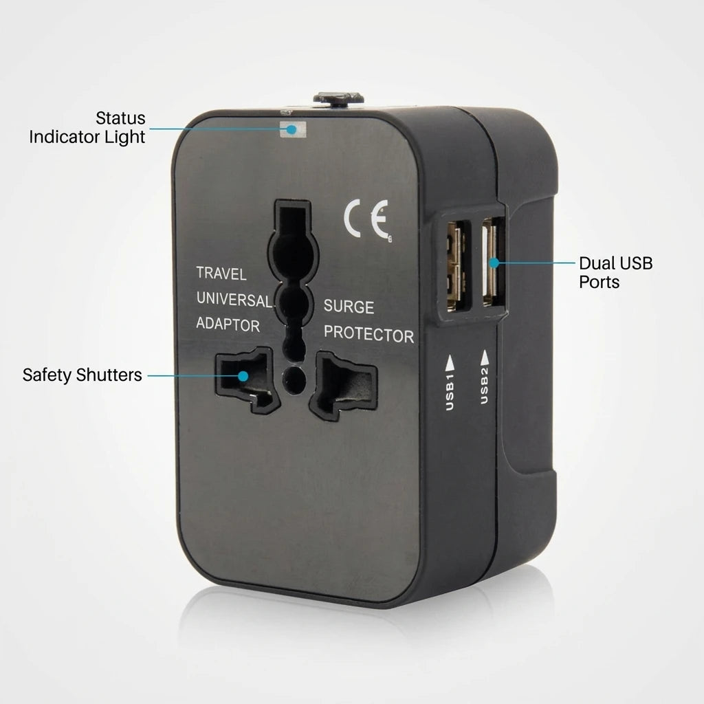 Dual USB Ports Universal Travel Adapter UK to EU Plug Adapter Wall Charger AC Power Converter World for USA EU UK AUS