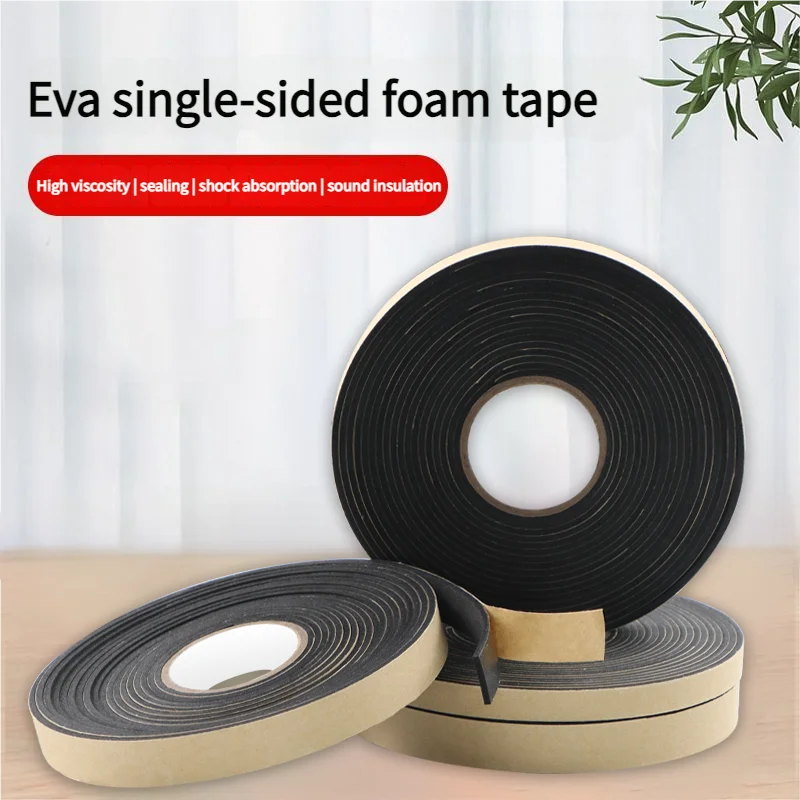 Black Soundproof Foam Tape for Single-Sided Sound Insulation, Shock Absorption and Door and Window Joint Filling