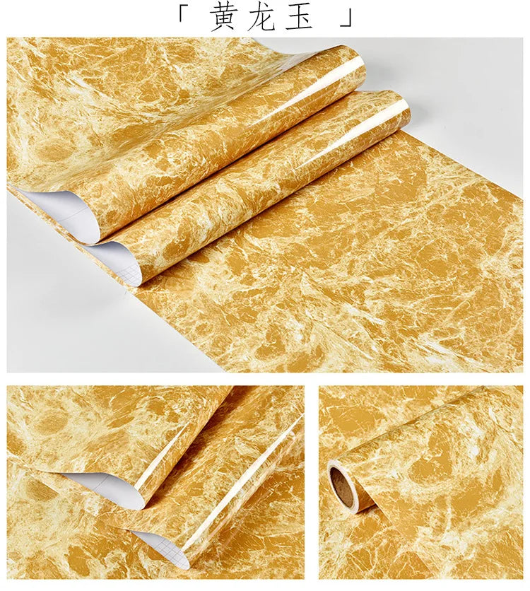 60cm Kitchen oil sticker self-adhesive marble pattern waterproof cabinet stove countertop wallpaper desktop bathroom renovation