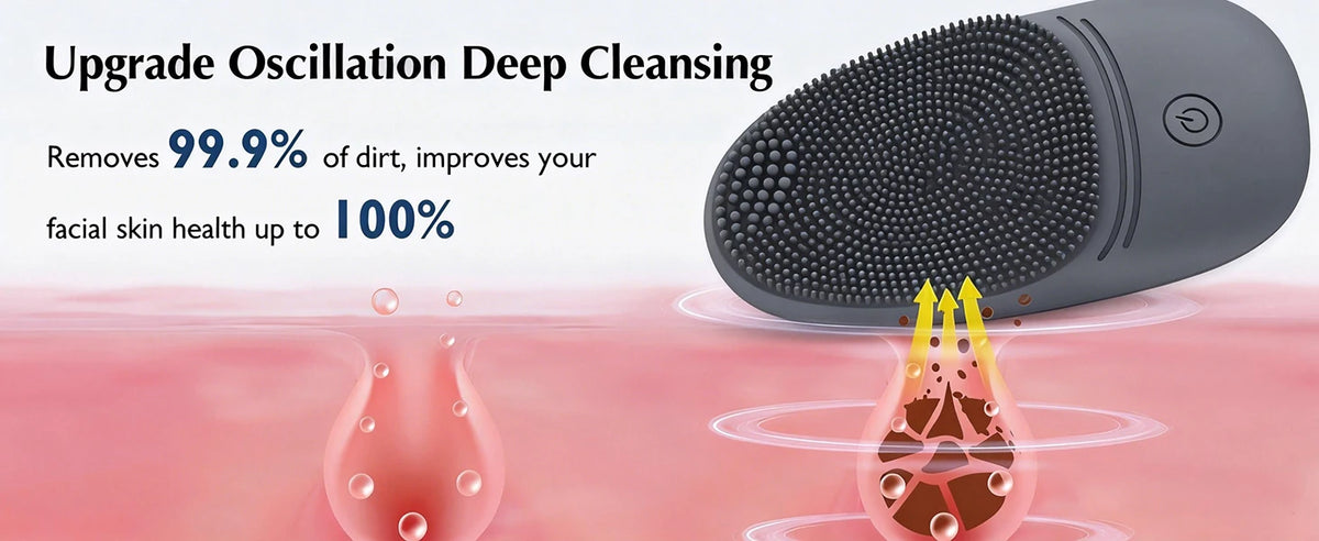 Electric Soft Silicone Facial Cleansing Brush, Cleaning Brush, Sonic Vibration to Remove Makeup, Deep Cleaning.
