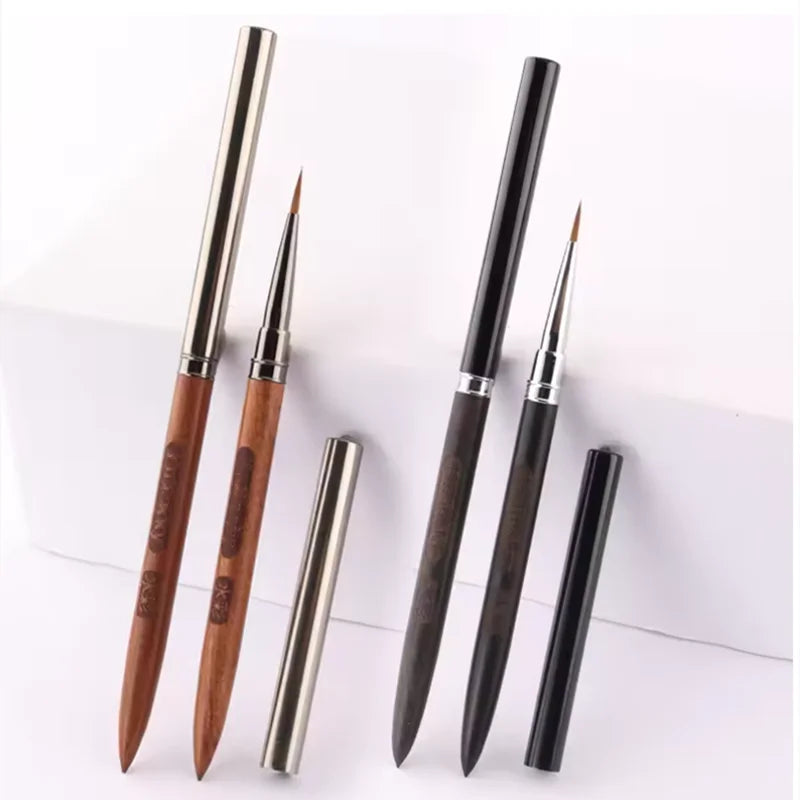 1Pc Sandalwood Handle Nail Liner Brush Nail Painting Pen Acrylic UV Gel Brushes Crystal Manicure Tool Nail Brush