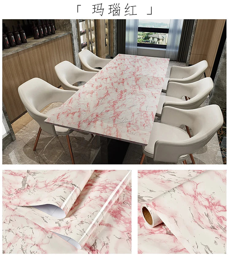 60cm Kitchen oil sticker self-adhesive marble pattern waterproof cabinet stove countertop wallpaper desktop bathroom renovation